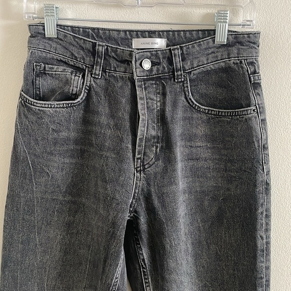 Anine Bing Straight Leg High Waist Jeans Women’s Size 26 Button Fly Black - Picture 5 of 10